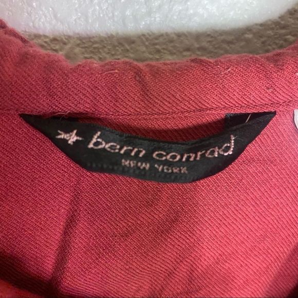 5 for $30 Bern Conrad Vintage Button Down Ruffle Collar Shirt Burgundy Medium - Picture 6 of 6